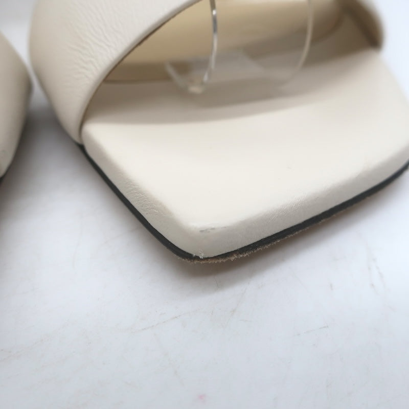 Jimmy Choo Aadra Faux Pearl-Studded Ankle Strap Sandals Cream Leather Size 38