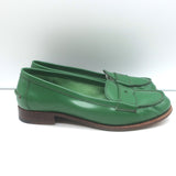 Prada Penny Loafers Green Polished Leather Size 38