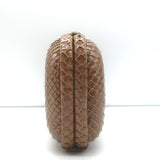Bottega Veneta Snakeskin Long Stretch Knot Clutch Brown