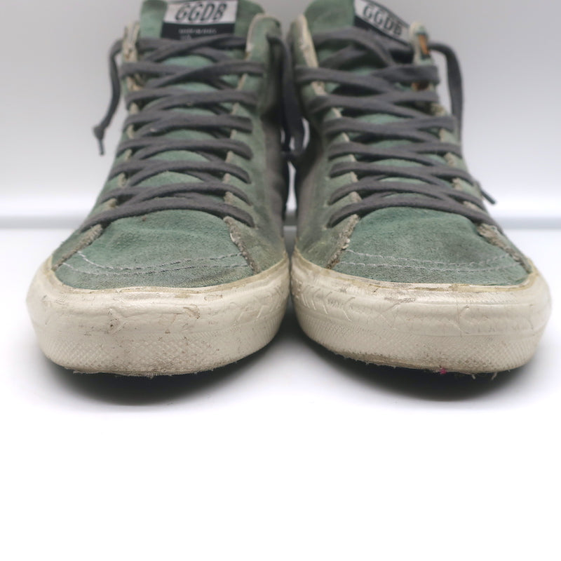 Golden Goose Slide High Top Sneakers Gray Canvas &amp; Blue Suede Size 38