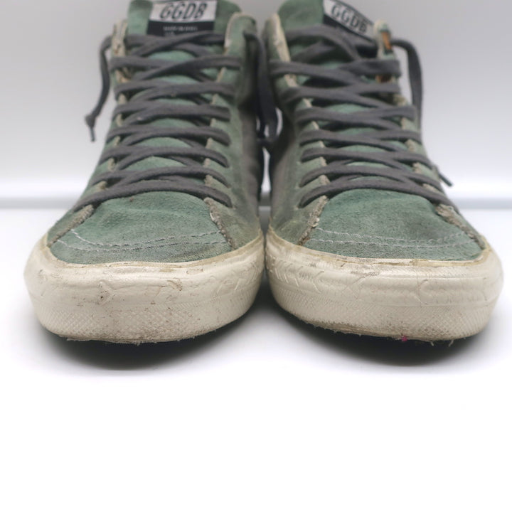 Golden Goose Slide High Top Sneakers Gray Canvas &amp; Blue Suede Size 38
