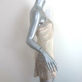 KAUFMANFRANCO Crystal-Embellished Mini Slip Dress Beige Silk Satin Size 2
