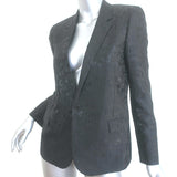 Saint Laurent Leopard Jacquard Blazer Black Wool-Blend Size 40 One-Button Jacket