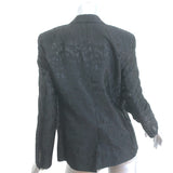 Saint Laurent Leopard Jacquard Blazer Black Wool-Blend Size 40 One-Button Jacket