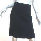 Vintage Chanel 98A Skirt Suit Black Chiffon-Trimmed Wool Size 38