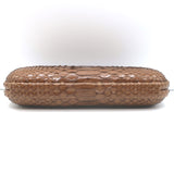Bottega Veneta Snakeskin Long Stretch Knot Clutch Brown
