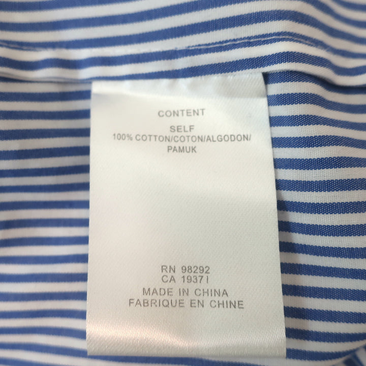 Tibi Removable Collar Top Blue/White Striped Cotton Size 8 Long Sleeve Blouse