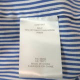 Tibi Removable Collar Top Blue/White Striped Cotton Size 8 Long Sleeve Blouse