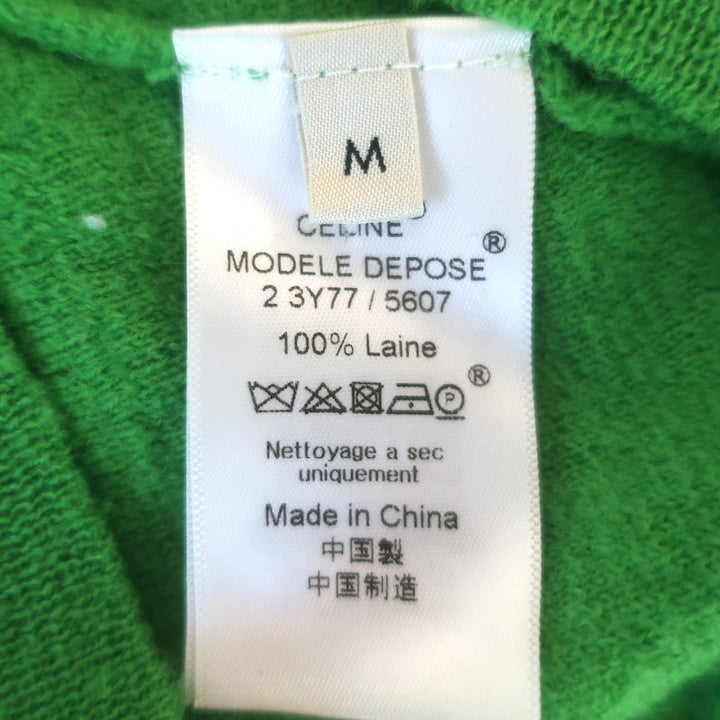 Celine Crewneck Sweater Green Lightweight Wool Size Medium