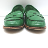 Prada Penny Loafers Green Polished Leather Size 38
