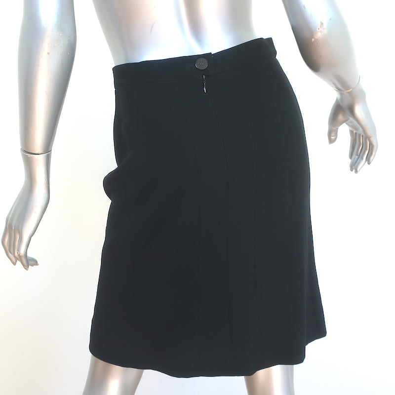 Vintage Chanel 98A Skirt Suit Black Chiffon-Trimmed Wool Size 38