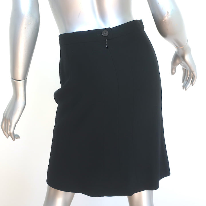 Vintage Chanel 98A Skirt Suit Black Chiffon-Trimmed Wool Size 38