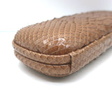 Bottega Veneta Snakeskin Long Stretch Knot Clutch Brown
