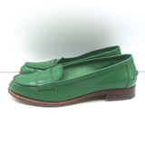 Prada Penny Loafers Green Polished Leather Size 38