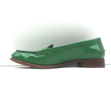 Prada Penny Loafers Green Polished Leather Size 38