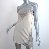 KAUFMANFRANCO Crystal-Embellished Mini Slip Dress Beige Silk Satin Size 2