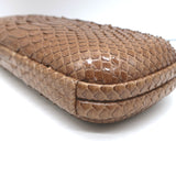 Bottega Veneta Snakeskin Long Stretch Knot Clutch Brown