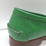Prada Penny Loafers Green Polished Leather Size 38