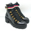 Gucci Sylvie Web Combat Boots Black Leather Size 35.5 Lace-Up Ankle Boots