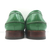 Prada Penny Loafers Green Polished Leather Size 38