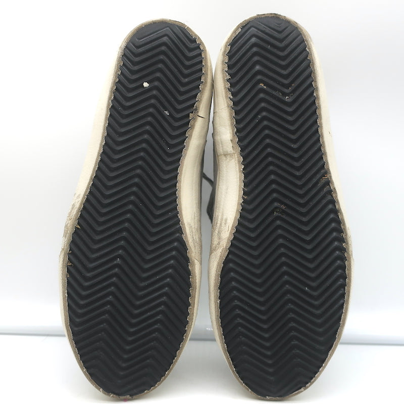 Golden Goose Slide High Top Sneakers Gray Canvas &amp; Blue Suede Size 38