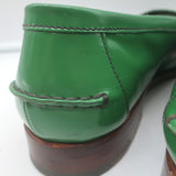 Prada Penny Loafers Green Polished Leather Size 38