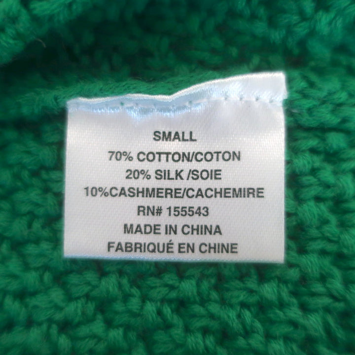 Sablyn Anaya Collared Cable Knit Sweater Green Cotton-Cashmere Size Small
