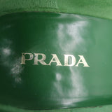 Prada Penny Loafers Green Polished Leather Size 38