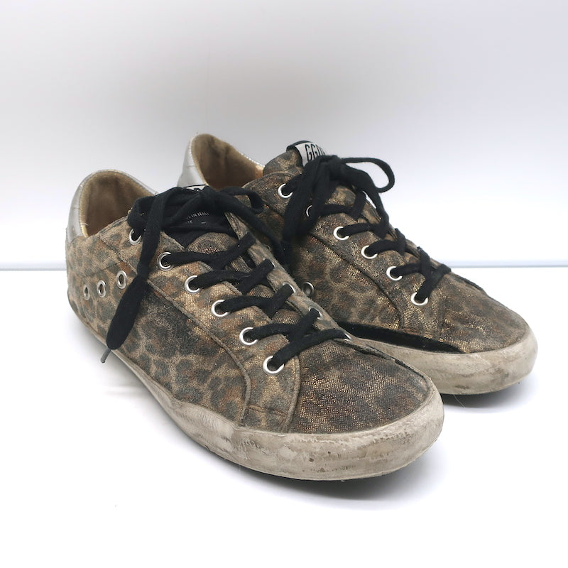 Golden Goose Superstar Sneakers Metallic Leopard Print Suede Size 38 –  Celebrity Owned