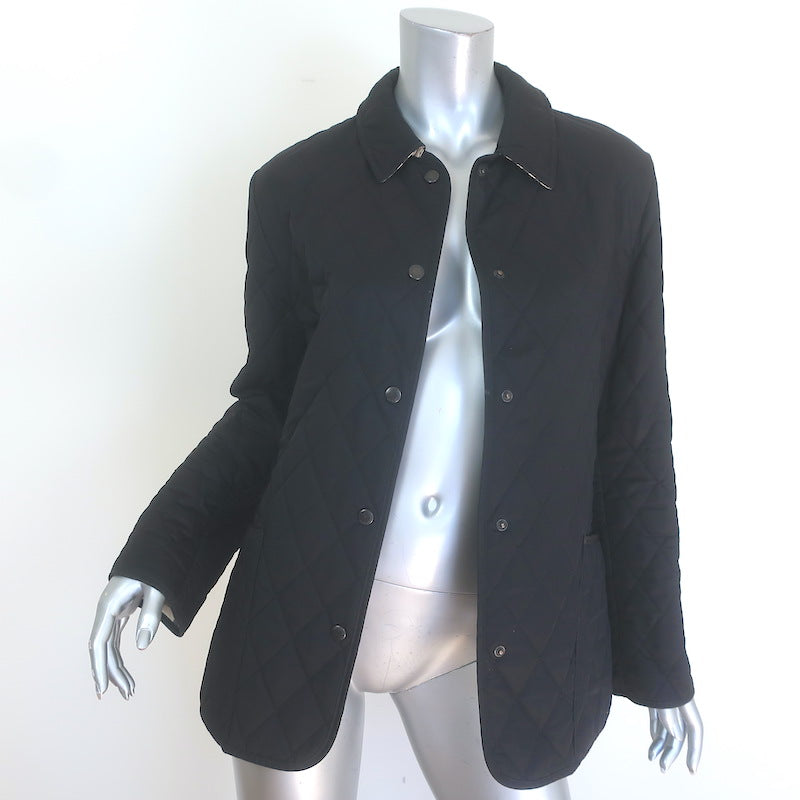 Burberry London Quilted Snap-Front Jacket Black Size Small