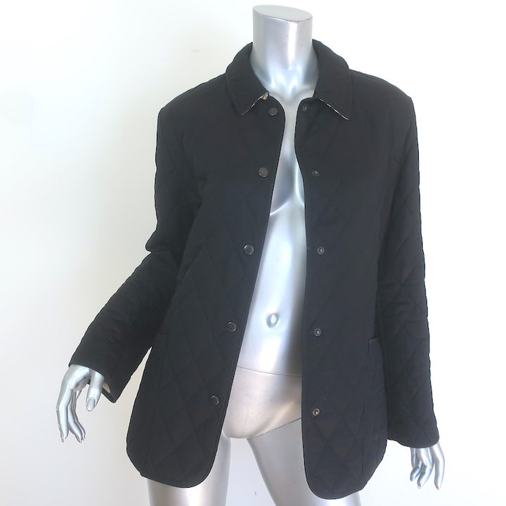 Burberry London Quilted Snap-Front Jacket Black Size Small