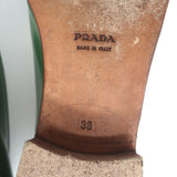 Prada Penny Loafers Green Polished Leather Size 38