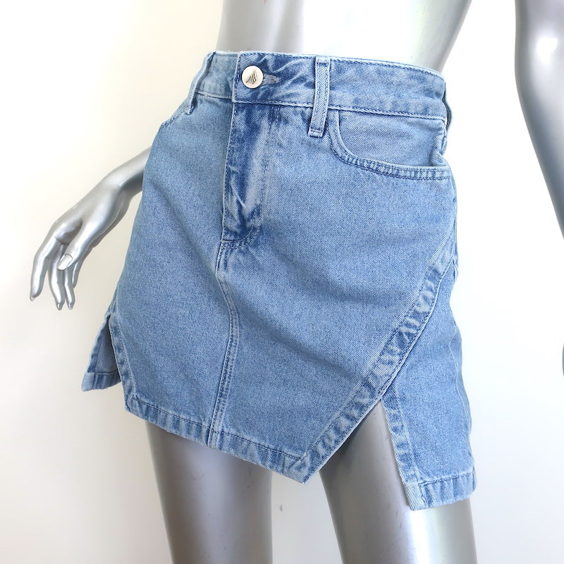 The Attico Lula Denim Mini Skirt Blue Cotton-Blend Size 28