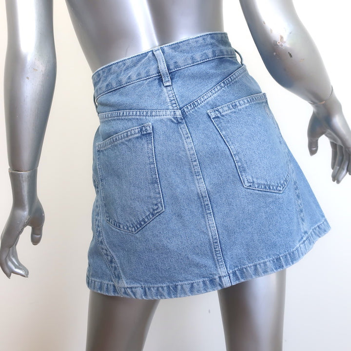 The Attico Lula Denim Mini Skirt Blue Cotton-Blend Size 28