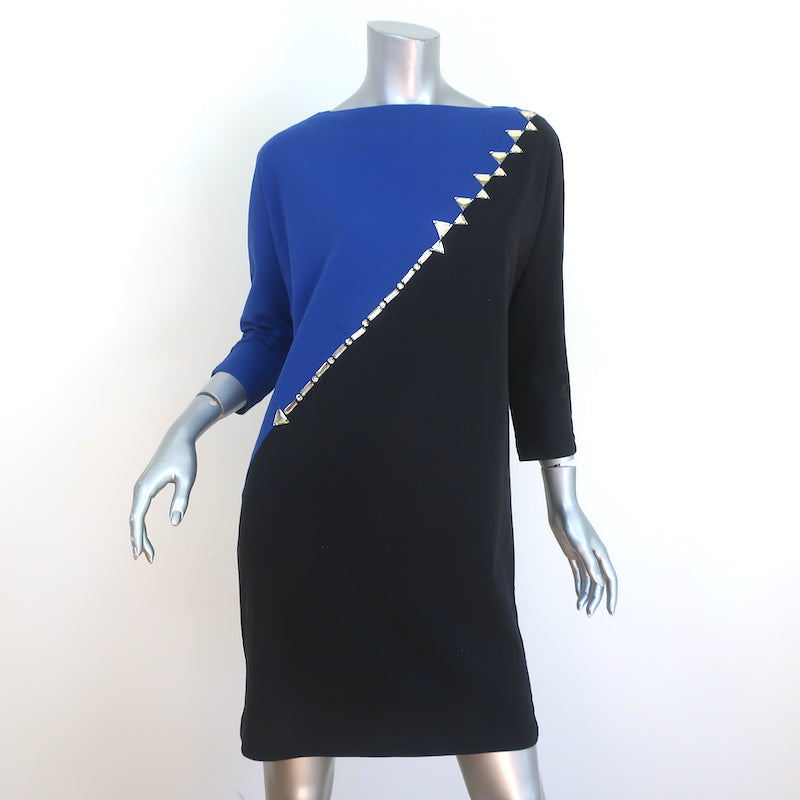 black and blue color block dress Strappy Colorblock Dress Blue Black White
