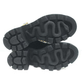 Gucci Sylvie Web Combat Boots Black Leather Size 35.5 Lace-Up Ankle Boots