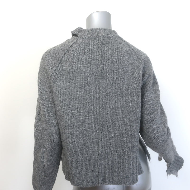 Celine Phoebe Philo Shredded Knit Crewneck Sweater Gray Wool Size Medium