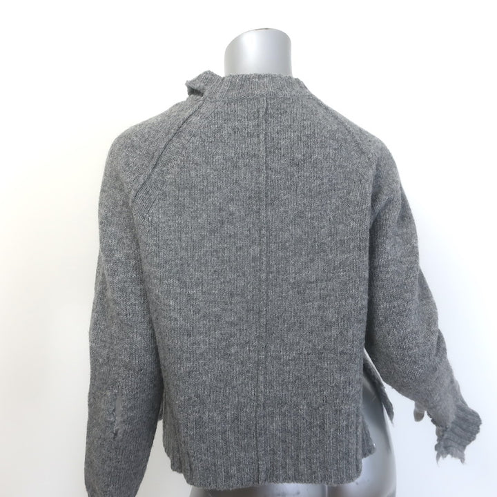 Celine Phoebe Philo Shredded Knit Crewneck Sweater Gray Wool Size Medium