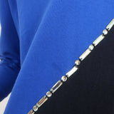 Marc Jacobs Crystal-Embellished Dress Blue/Black Colorblock Cotton Size Small