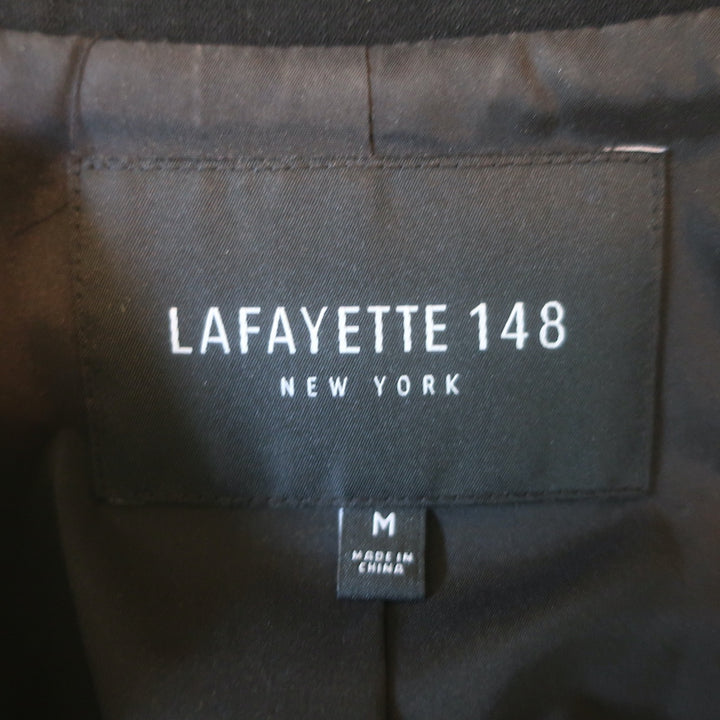 Lafayette 148 Longline Blazer Black Crepe Size Medium Open-Front Jacket