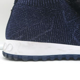 Jimmy Choo Norway Fur Pom Pom Sneakers Navy Lurex Knit Size 35