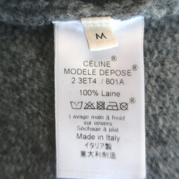Celine Phoebe Philo Shredded Knit Crewneck Sweater Gray Wool Size Medium