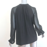 Altuzarra Benny Lace-Up Top Black Silk Size 40 Long Sleeve Blouse