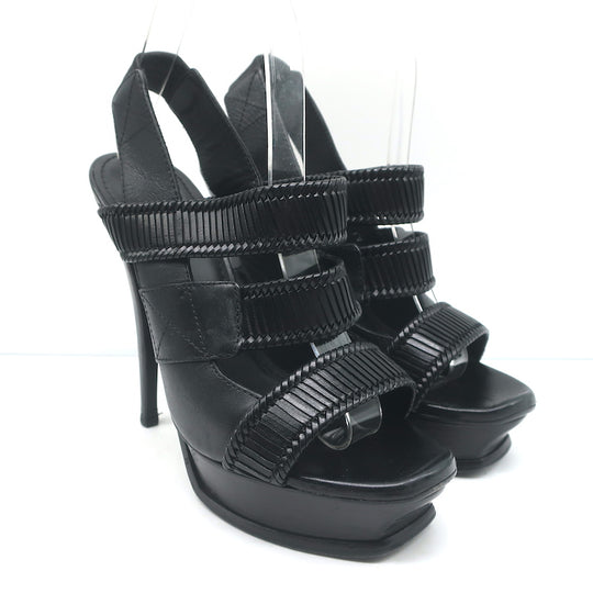 Salvatore Ferragamo Pumps Black Suede-Trimmed Leather Size 8