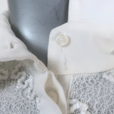 Anne Fontaine Eliame Lace-Overlay Blouse White Crepe Size 44 Button-Down Shirt