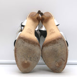 Fendi Crisscross Platform Sandals Silver Leather Size 36.5 Ankle Strap Heels