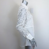 Anne Fontaine Eliame Lace-Overlay Blouse White Crepe Size 44 Button-Down Shirt