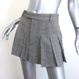 Bottega Veneta Pleated Tweed Mini Skirt Brown Silk-Blend Size 42