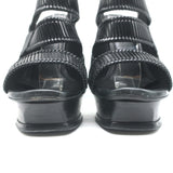 Yves Saint Laurent Platform Slingback Sandals Black Leather Size 38