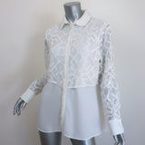 Anne Fontaine Eliame Lace-Overlay Blouse White Crepe Size 44 Button-Down Shirt